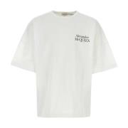 Oversized Wit Katoenen T-Shirt Alexander McQueen , White , Heren