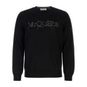 Zwarte wollen trui - Klassieke stijl Alexander McQueen , Black , Heren