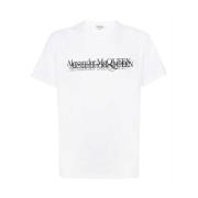 Logo T-Shirt met Ribboorden Alexander McQueen , White , Heren