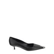 Zwarte leren pump met puntige neus Alexander McQueen , Black , Dames