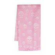 Multicolor Biker Skull Zijden Sjaal Alexander McQueen , Pink , Dames