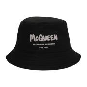 Stijlvolle Logo Bucket Hat voor Heren Alexander McQueen , Black , Here...