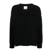 V Sweater Allude , Black , Dames