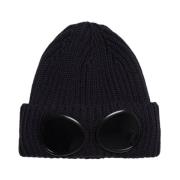 Blauwe Merino Wol Beanie met Bril C.p. Company , Blue , Heren