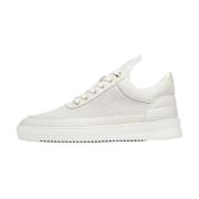 Luxe Nappa Leren Low Top Sneaker Filling Pieces , White , Heren
