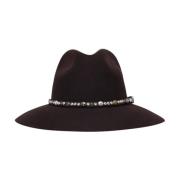 Wollen Fedora Hoed met Studs Golden Goose , Brown , Heren