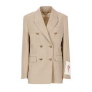 Beige Dubbelrijige Blazer met Gouden Knopen Golden Goose , Beige , Dam...