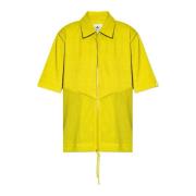 Groene Geplooide Shirt met Tweewegsrits Adidas Originals , Green , Dam...