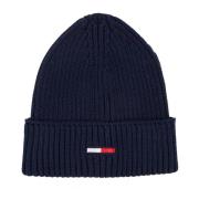 Ribgebreide Vlag Beanie Tommy Jeans , Blue , Heren