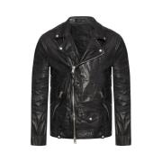 Milo Leather Biker Leren Jas AllSaints , Black , Heren