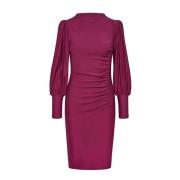 Feminine Puff Jurk met Gedrapeerde Details Gestuz , Purple , Dames