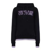 Geborduurde logo hoodie Versace Jeans Couture , Black , Dames