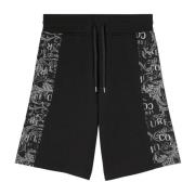 Barok Logo Couture Sweat Shorts Versace Jeans Couture , Black , Heren