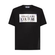 Holografisch Logo T-shirt Versace Jeans Couture , Black , Heren