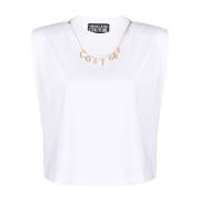 Mouwloos T-shirt met Logo-Charm Versace Jeans Couture , White , Dames