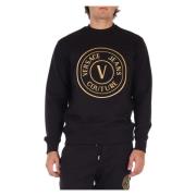 Katoenen sweatshirt met voorlogo borduurwerk Versace Jeans Couture , B...