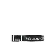 Zwarte Leren HerenRiem - 100 Versace Jeans Couture , Black , Heren