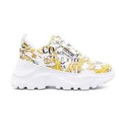 Witte Leren Barok Print Sneakers - Dames Maat 38 Versace Jeans Couture...