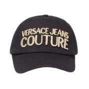 Zwarte Katoenen Herenhoed met Versace Logo Versace Jeans Couture , Bla...