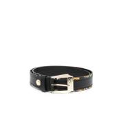 Zwarte Barok Print Riem met Logo Gesp - 100 Versace Jeans Couture , Bl...