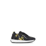 Zwarte Leren Sneakers met Barok Print Versace Jeans Couture , Black , ...