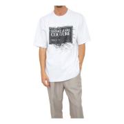 Wit Serigrafisch T-Shirt voor Heren Versace Jeans Couture , White , He...