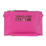 Logo Front Saffiano Clutch Versace Jeans Couture , Pink , Dames