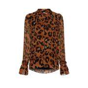 Leopard Print Carmen Blouse Shirt Fabienne Chapot , Brown , Dames