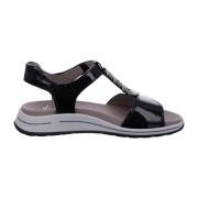 Flat Sandals ara , Black , Dames