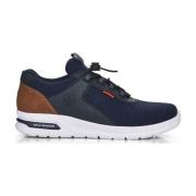 Blauwe textiel sneakers voor heren Rieker , Blue , Heren