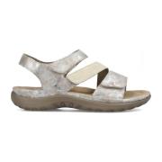 Zilveren Platte Sandalen voor Dames Rieker , Gray , Dames