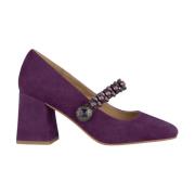 Leren pumps met strassbandjes Alma EN Pena , Purple , Dames