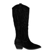 Leren cowboy laarzen met strass details Alma EN Pena , Black , Dames