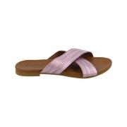 Levendige Leren Platte Sandalen Inuovo , Pink , Dames