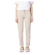 Effen Kleur Dames Cigarette Broek Blauer , Beige , Dames