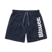 Donkerblauwe Monochrome Boxer Zwemkleding Blauer , Blue , Heren