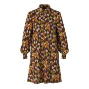 Jurk met Relaxte Silhouet en Vogeldessin Marc Cain , Brown , Dames