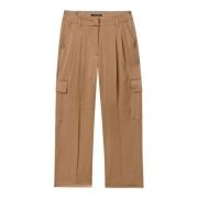 Satijnen Cargo Cropped Broek Luisa Cerano , Beige , Dames