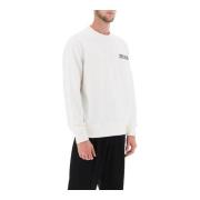 Crew-neck sweatshirt met flocked logo Ermenegildo Zegna , White , Here...