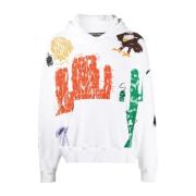 Nieuwe Folklore Geborduurde Hoodie Palm Angels , White , Heren