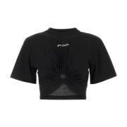 Stijlvol Zwart Katoenen T-Shirt Palm Angels , Black , Dames