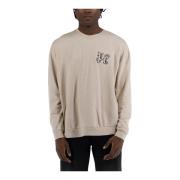 Monogram Linen Crewneck Sweater Palm Angels , Beige , Heren