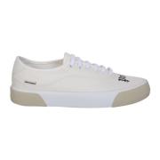 Crème Canvas Lage Sneakers Palm Angels , White , Heren