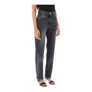 Straight Cut Jeans met Vintage Wassing Palm Angels , Gray , Dames