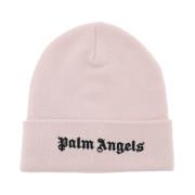 Logo Beanie Muts van Katoenen Gebreid Palm Angels , Pink , Heren