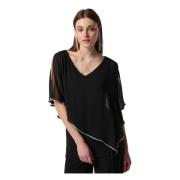 Zwarte Asymmetrische Tuniek Top met Strass Detail Joseph Ribkoff , Bla...