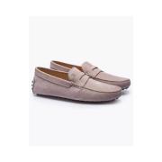 Beige Nubuck Mocins met Gestikte Flap en Plateau - Maat 7 1/2 Tod's , ...