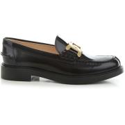 Zwarte leren mocassin met metalen ketting Tod's , Black , Dames