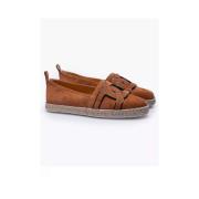 Leren Crust Espadrilles met Leren Schakels - Cognac Kleur, Maat 39 Tod...