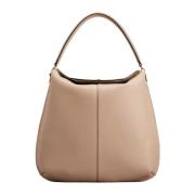 Grote leren T Case Hobo Tas Tod's , Beige , Dames